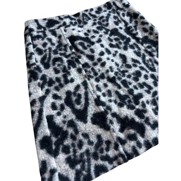 Ann Taylor Leopard Wool Blend Pencil Mini Skirt Black White Size 4 - Picture 3 of 7
